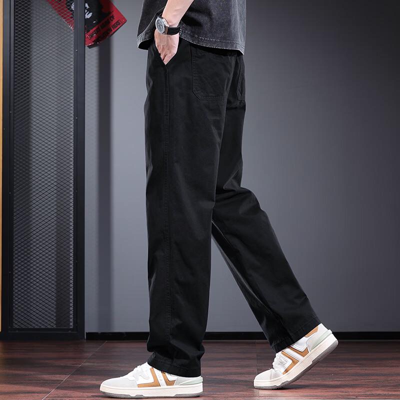 Jieluono Men's Pure Cotton Straight-Leg Casual Workwear Pants