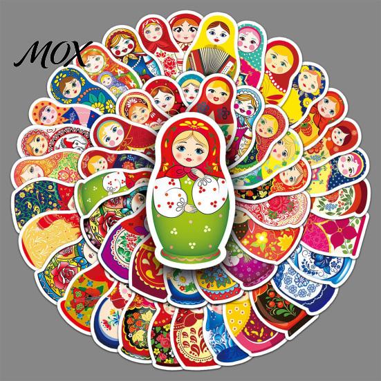 Matryoshka Stickers Set 50Pcs Russian Doll Stickers, Cartoon Nesting Theme Decal, Decals Decorative Sticker for Water Bottles Phone Scrapbook
