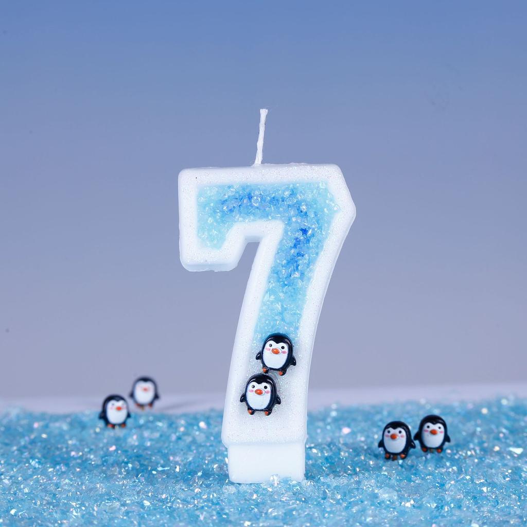 1PC Cute Penguin Birthday Number Candle 0-9 Number Candle for Birth Day Wedding Anniversary Antarctic Glacier Themed Party