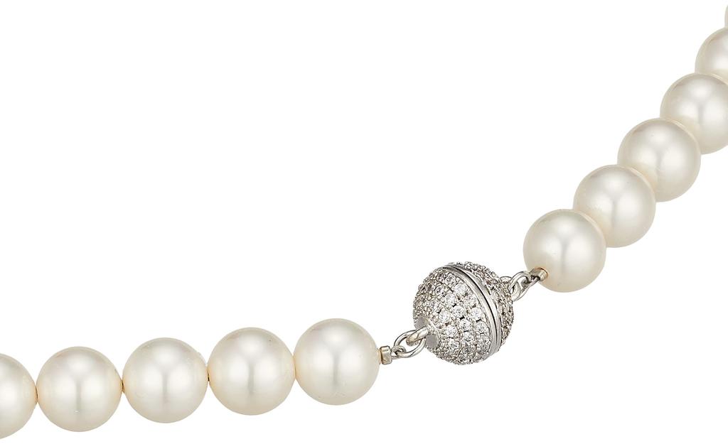 miwaki Shell Pearl Necklace Pearl Magnetic Clasp Jewelry Box Made in Japan White Silver n3647 8mm 44cm Women's