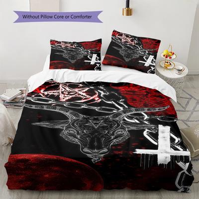 Satan Symbol Pattern Bedding,Quilt Set Quilt Cover Pillowcase Home Birthday Gift (1 * Duvet Cover + 2 * Pillowcase, Without Core)
