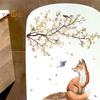 Autocolant de perete de pasăre Sakura Fox Decor pentru toaletă de baie Decalcomanii murale Autocolante de toaletă de Crăciun Decor pentru perete