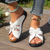 Large Size Bow Flat Bottom Wedge Slippers 2025 New Solid Color Shake Thread Hollow Foreign Trade Fish Mouth Slippers