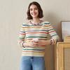 Commend Boca Women's Striped Round Neck Cashmere Sweater