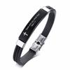 Vnox Cross Bible Verse Quotes Bracelets for Men Soft Silicone Bangle Comfort Wear Male Jesus Christ Faith Prayer Pulseira