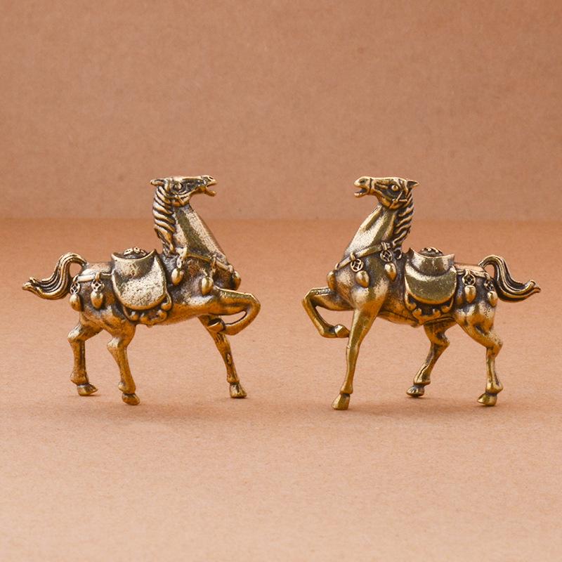 Brass War Horse Small Ornament Home Desktop Decoration Retro Pure Copper Horse Crafts Copper Figurines Enthusiasts Collect
