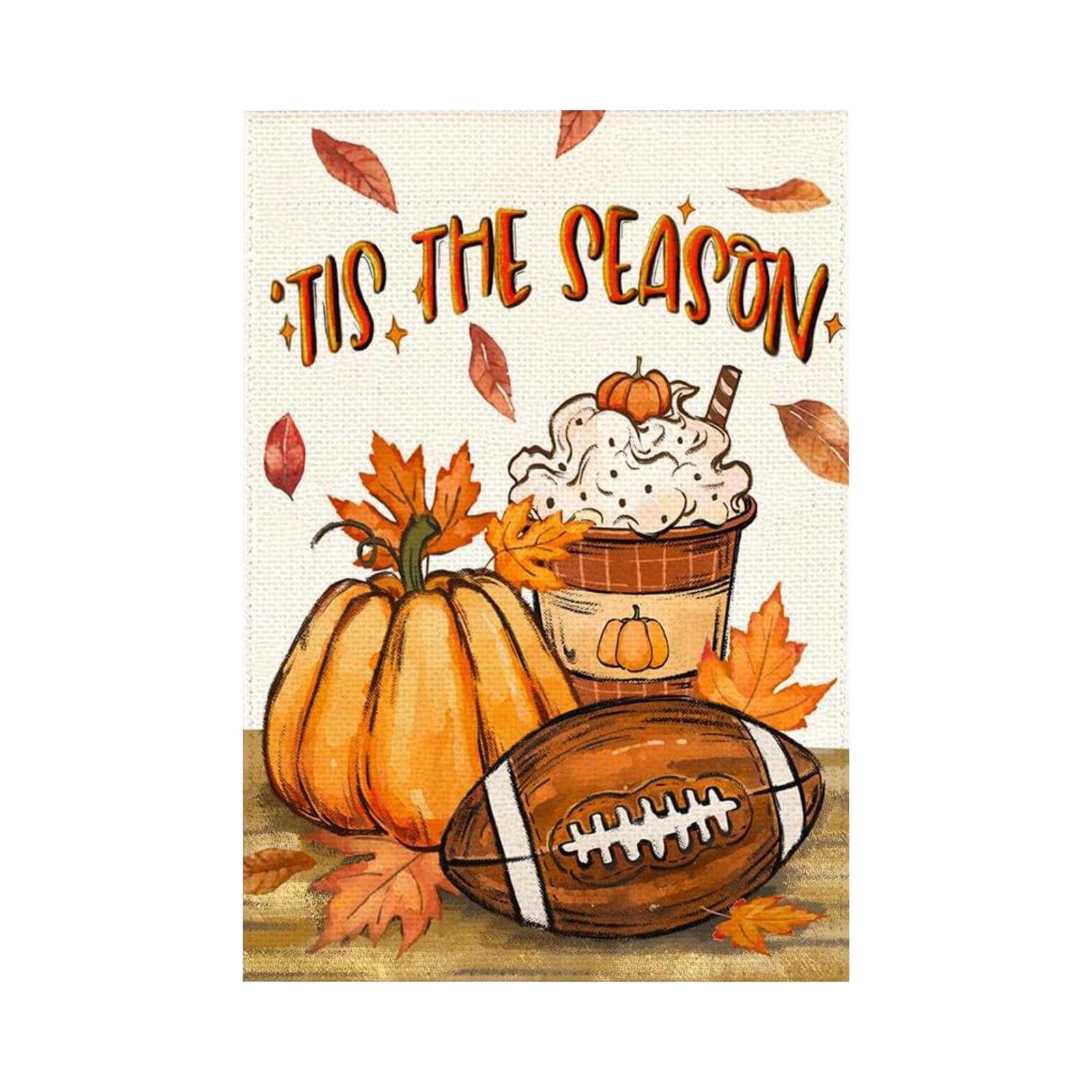 

Fall Garden Flag Tis The Seasons Autumns Rustic Football Pumpkin Leaves Seasonal Holiday Yard Outdoor Decoration One Size
