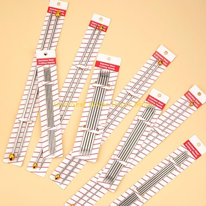 92MF 7Pcs Stainless Steel Knitting Needle Set Double Pointed Head Knitting Needle Single Pointed Knitting Needle for Beginner