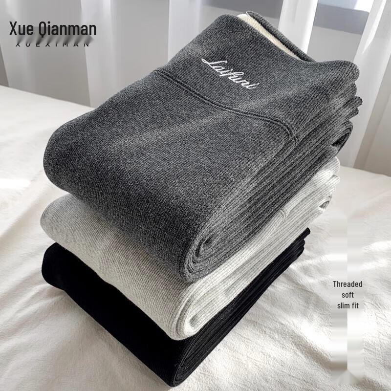 

XUEQIMAN Женские термолеггинсы в рубчик на флисовой подкладке M