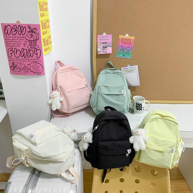 Candy Color Student Schoolbag Japanese Fresh Girl Backpack Personalized Versatile Simple Solid Color Backpack