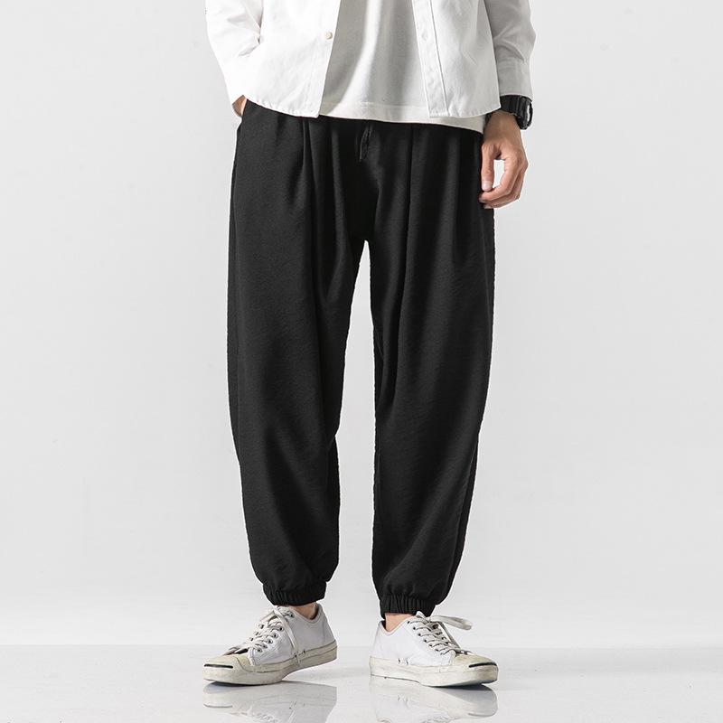 Men's Chinese Style Cotton Linen Joggers - Plus Size Loose Casual Harem Pants for Spring/Summer