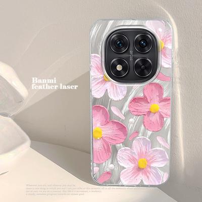 Letnie jasne kwiatowe etui na telefon do Xiaomi Redmi Note 14 13 12 11 10 Pro + 14C 13C Modne srebrne miękkie etui odporne na upadki Tylna osłona telefonu