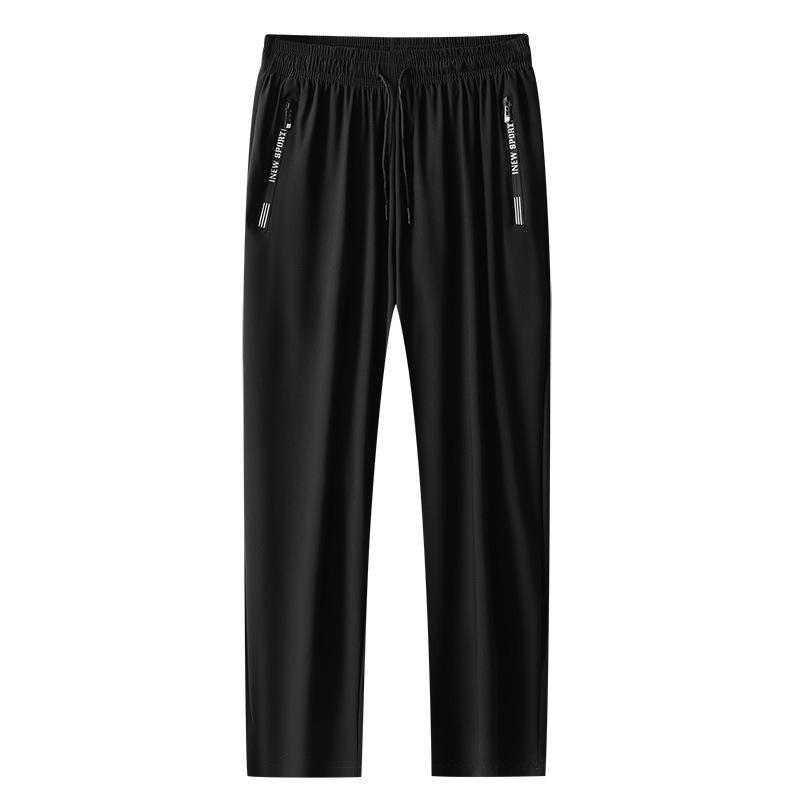 Men's Plus Size Quick-Dry Ice Silk Joggers - High Elasticity, Straight Leg, Sun Protection.