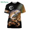 Men Shirts Graphic Tee Fish Print Short Sleeved T-shirt for Men Fish Graphic