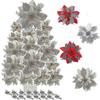 10/20pcs Christmas Flower Poinsettia Artificial Flower With Clip Christmas And  Year Party Floral Decoration hwyC