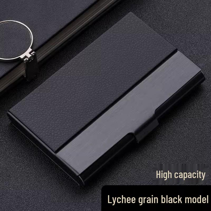 Men's and Women's Portable Stainless Steel Leather Business Card Holder