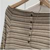 Autumn 2025 New Arrival: Women's High-End Korean Style Striped One-Shoulder Long-Sleeved T-Shirt