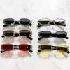 SHAUNA Ins Popular Fashion Small Rectangle Women Luxury Sunglasses Vintage Metal Ring Decoration Men Punk Sun Glasses UV400