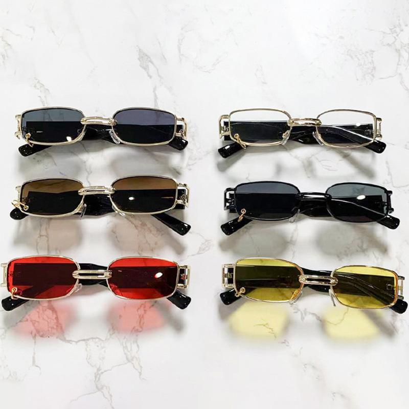 SHAUNA Ins Popular Fashion Small Rectangle Women Luxury Sunglasses Vintage Metal Ring Decoration Men Punk Sun Glasses UV400