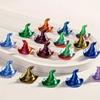 10Pcs 3D Printed Mini Witch Hat Colorful Glitter Wizard Hat Halloween Dollhouse Accessories DIY Crafts Party Ornament