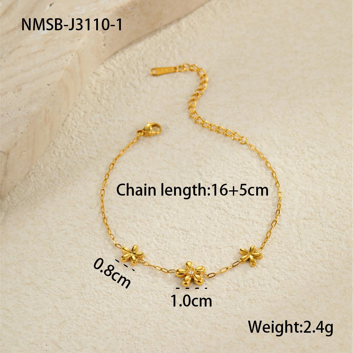 GEMCHIC Women s Layered Daisy Flower Stainless Steel 18K Gold Plated Bracelet Set for Summer Vacation