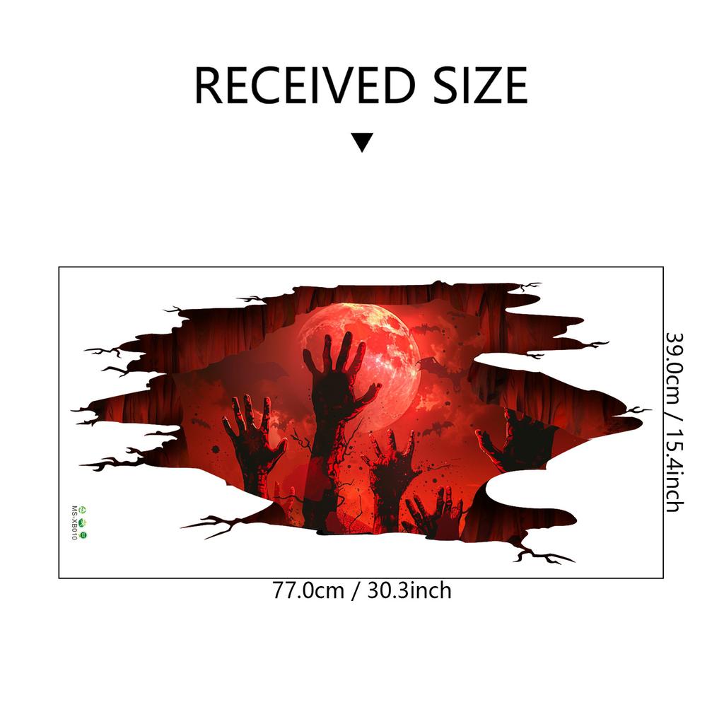 Vivid 3D Halloween Floor Wall Decals Scary Ghost Halloween Wall Stickers, Removable Peel And Stick Halloween Decor For Bedroom