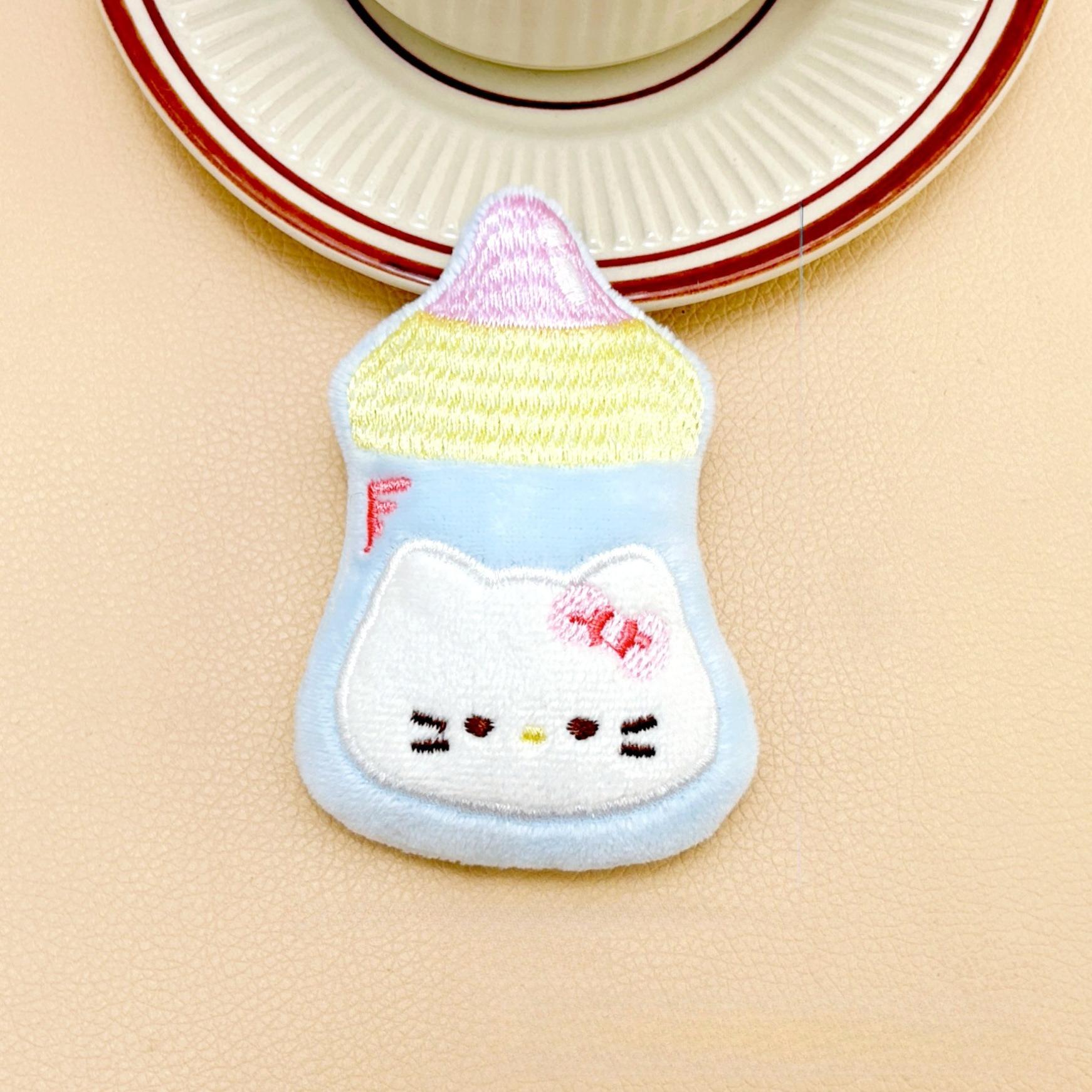 Hello Kitty cartoon cute hello kt cat squeaky pendant little doll plush toy brooch fried shrimp Sanrio doll keychain светло-синий