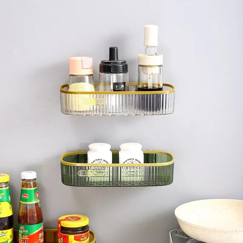 Punch-free Bathroom Shelf Shelves Wall Mounted Shampoo Storage Rack For Kitchen Holder Square Acrylic Bath Organizer Accessories