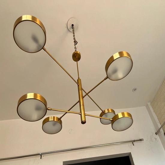 Modern LED Chandelier with Rotating Arms 6-Arm Drum Shade Ceiling Light 139.7 Cm Adjustable Pendant Dining Table, Kitchen