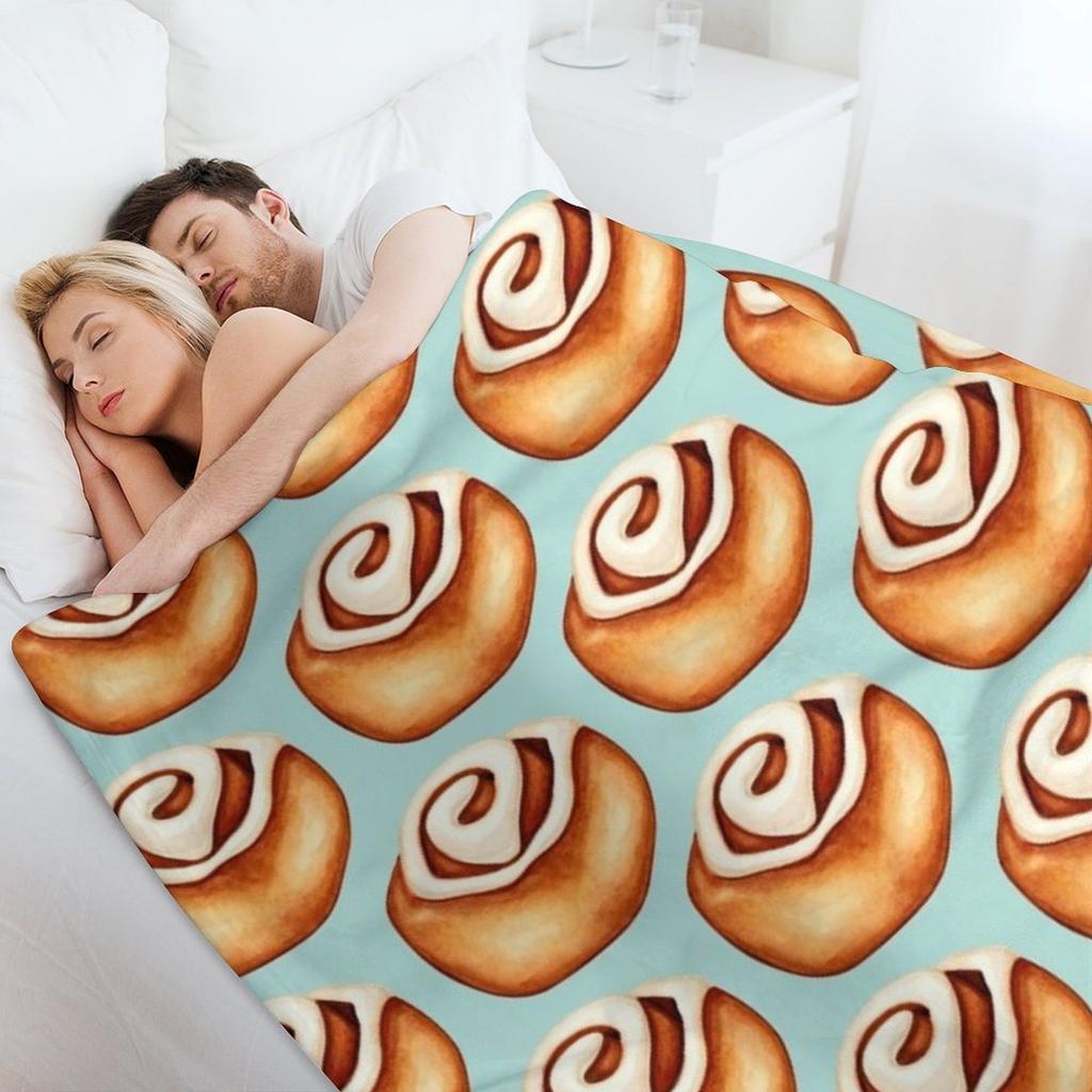 Motivo Cinnamon Roll - Coperta Blu per Letto Invernale regalo divertente Trapunta da Letto Coperte