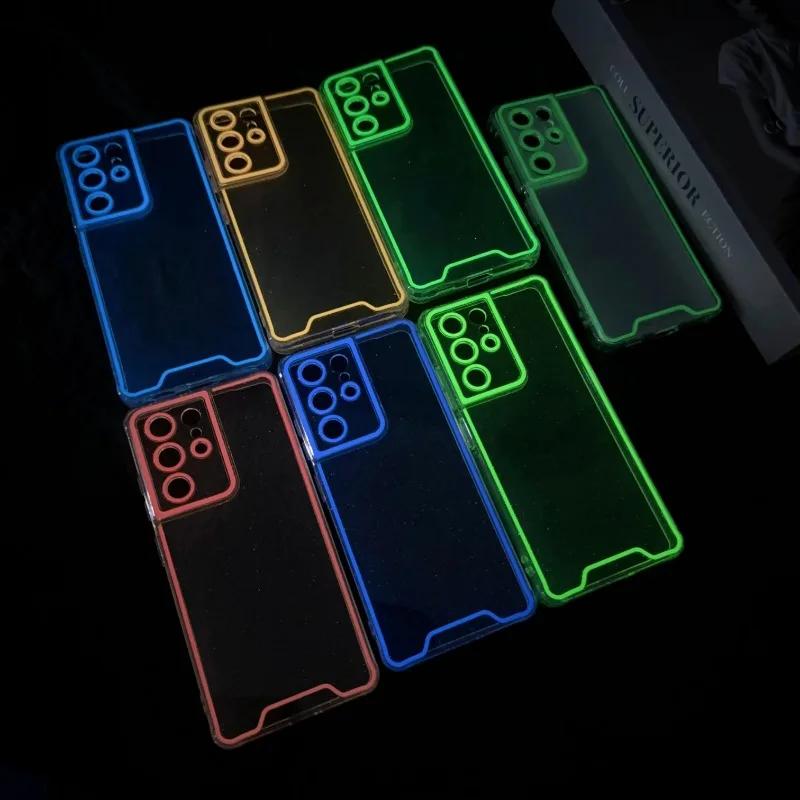 Night Light Luminous Bling Glitter Clear Case for Samsung Galaxy S22 S24 Ultra S23 Plus S21 FE Glowing Silicone Soft Cover