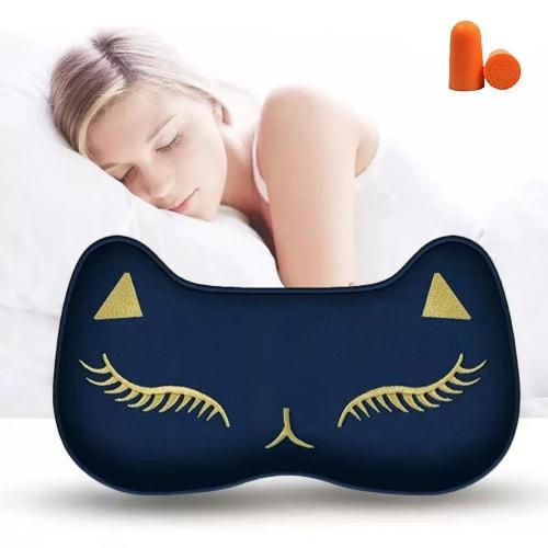 

wulsalio Ash Eye Mask, Restful Sleep, Cat Print, Silk, Stylish, Eye Cover, Comfortable Sleep Aid, No Pressure, All Seasons, Skin-Friendly, Light Block