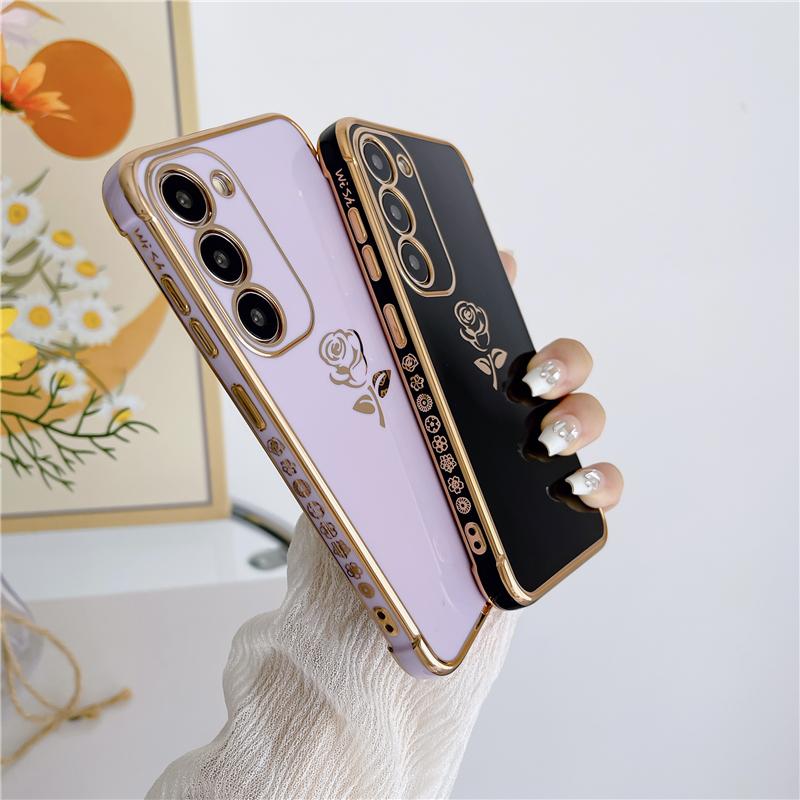 Für Samsung Galaxy S23 Ultra Luxus Beschichtung Rose Blume Handyhülle Für Samsung S22 S21 S24 S25 A16 A14 A55 A25 A52 A53 A54 Hülle