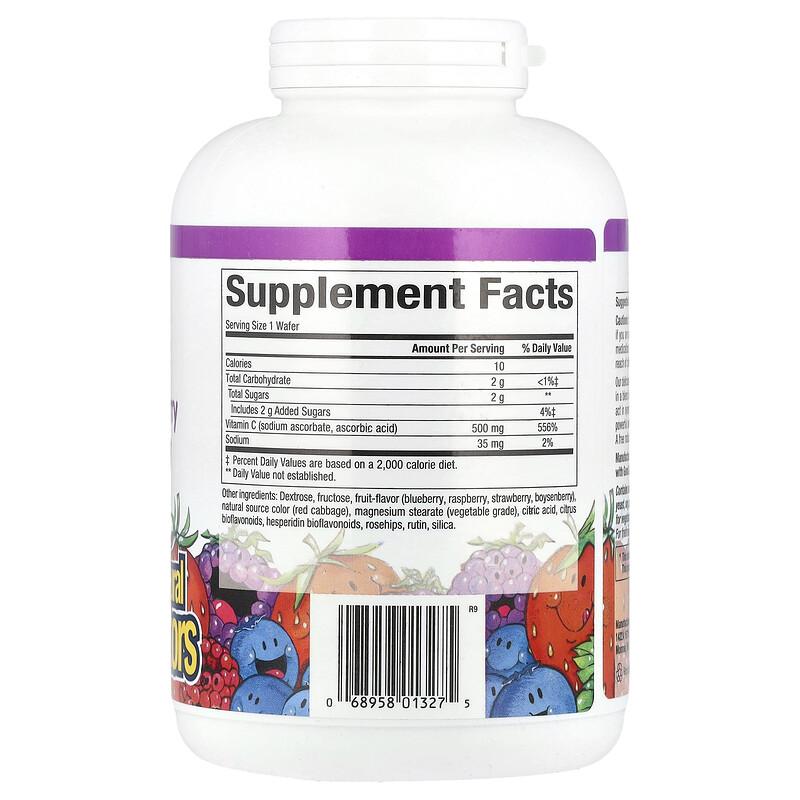 Fruit-Flavor Chew Vitamin C, Blueberry, Raspberry and Boysenberry, 500 Mg, 180 Chewable Wafers