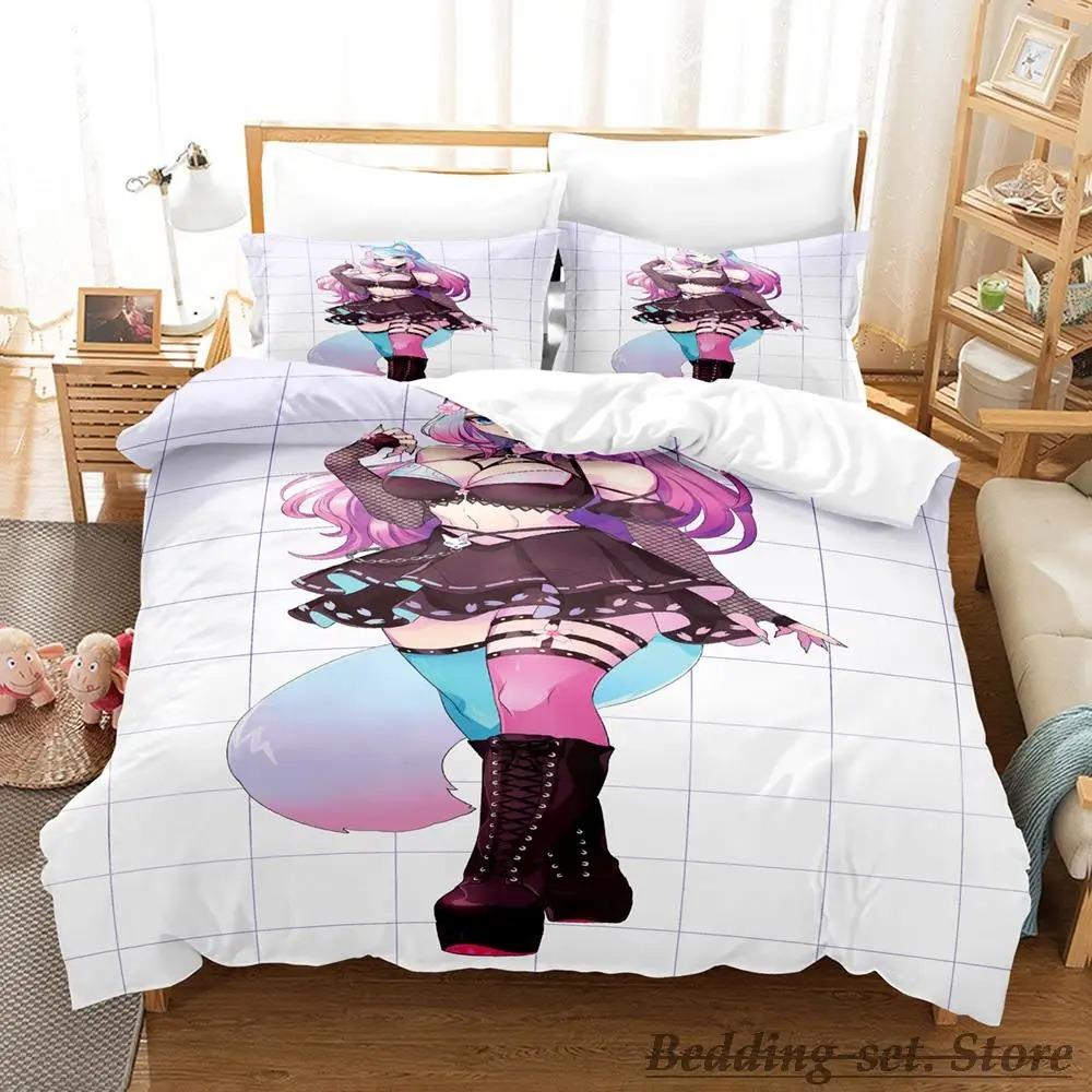 Sexy Girls Silvervale VTuber Bettwäsche-Set Einzelbett Twin Full Queen King Size Bettset Erwachsener Kind Schlafzimmer Bettdeckenbezug-Sets Anime