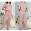 Pajamas suit classic women's solid color milk silk short-sleeved round neck T-shirt trousers suit