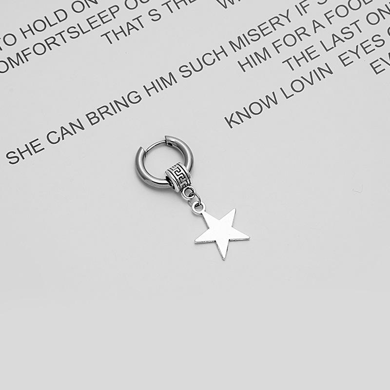 Same Stainless Steel Chain Fringed Earrings Hip Hop Punk Skull Tip Cone Cross Stud Earrings