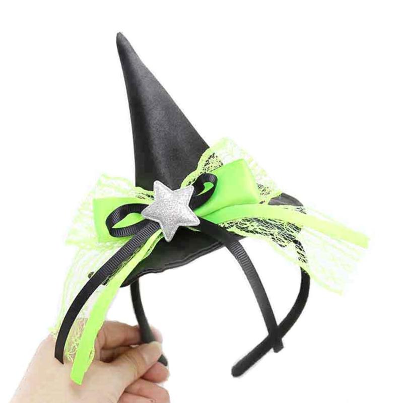 Fajna Opaska na Głowę z Kapeluszem Czarownicy i Czerwoną Koronką Dekoracje na Imprezę Mrocznej Wiedźmy Rekwizyty