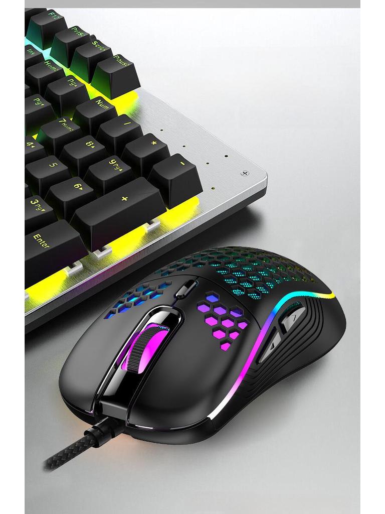 D110 Lightweight Luminous Wired Mechanical Gaming Mouse with Hollow Design