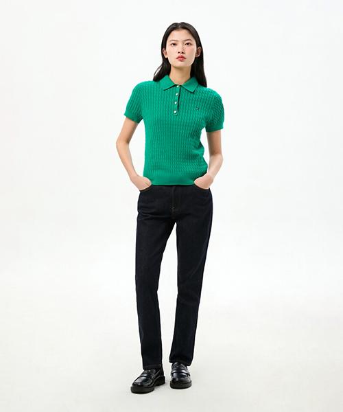 TOMMY HILFIGER Cotton Cable Polo Sweater (T22G1Kto061Wt2Ms3)