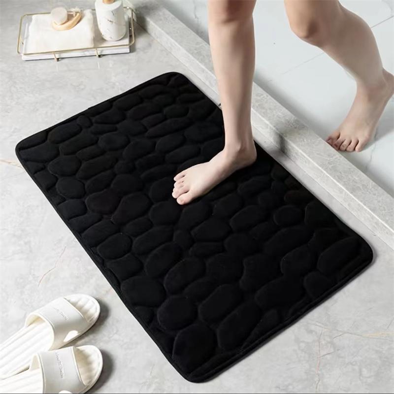 3D Bathroom Anti-slip Mat Pebble Patterned Absorbent Pad Bath Mats Doormat Carpet Cobblestone Embossed Door Floor