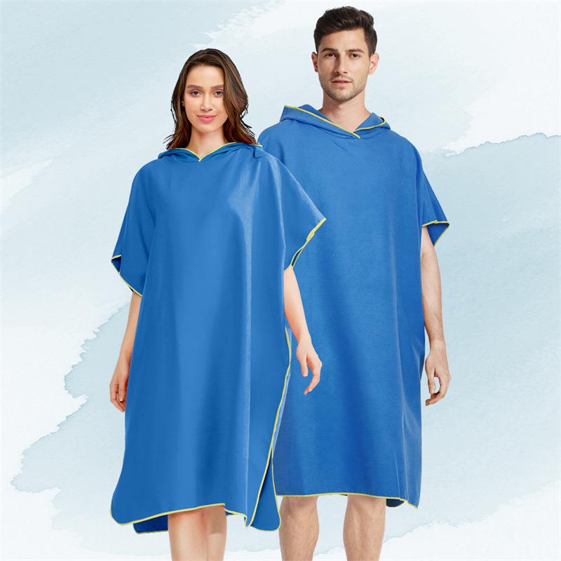 Poncho da surf per adulti con cappuccio in pile double-face - Asciugamano da spiaggia e per cambi ad asciugatura rapida.