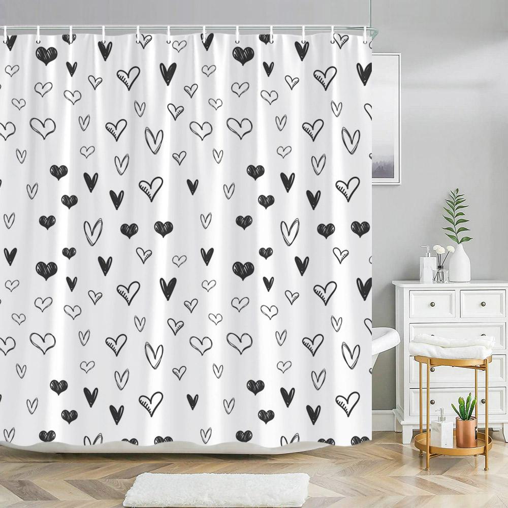 Paris Eiffel Tower Pink Shower Curtain Valentine's Day Flowers and Butterflies Polyester Washable Shower Curtains Bathroom Decor