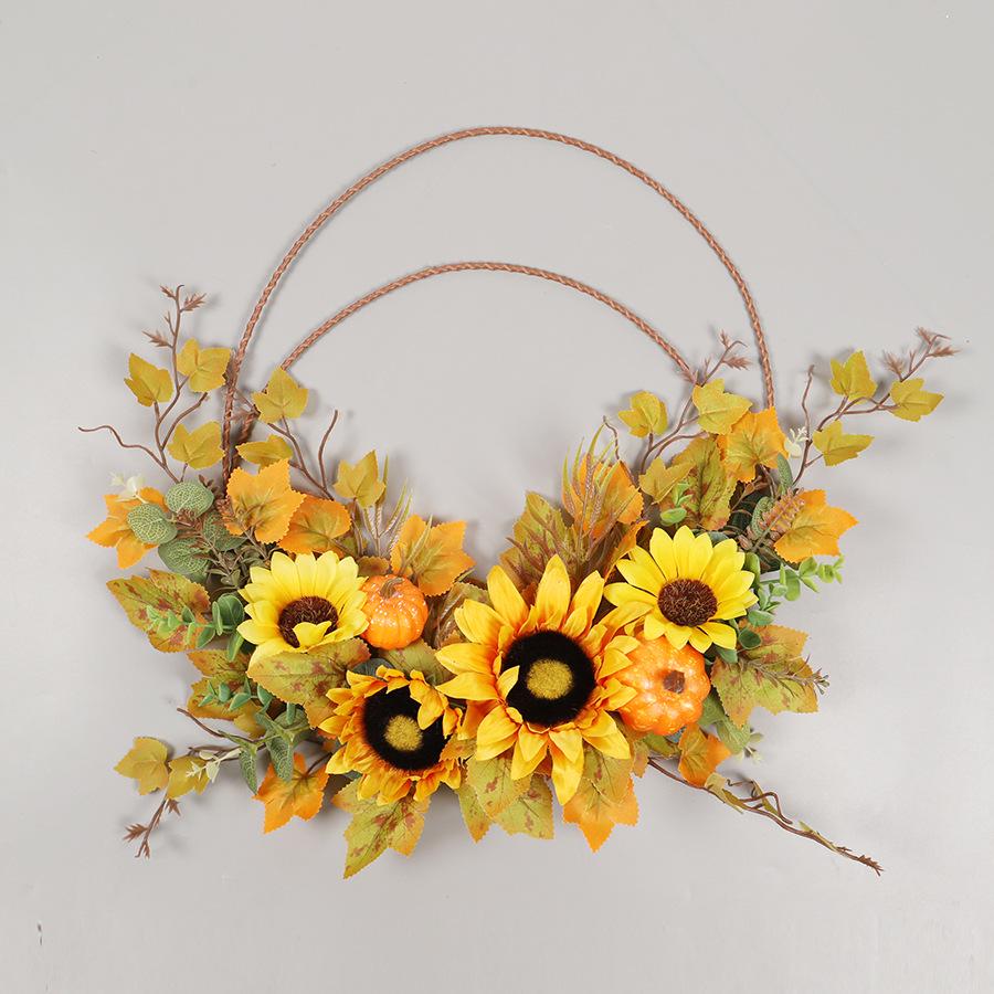 Hong Yu Thanksgiving Sunflower Wreath - Autumn Harvest Wall Decor