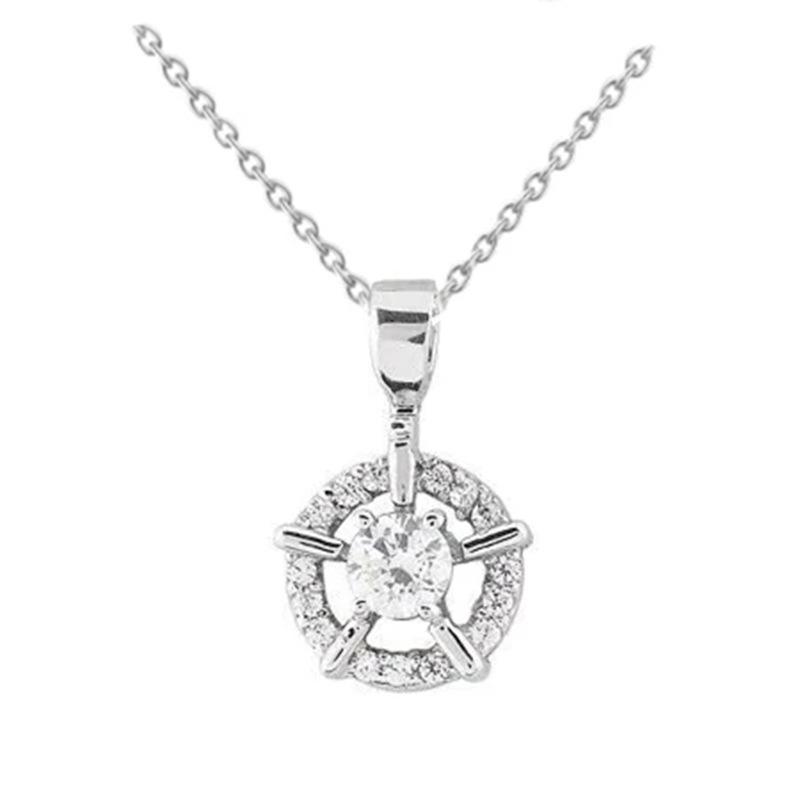 Minimalist Four Prong Frame Halo Inlaid Zircon Women Daily Neck Chain