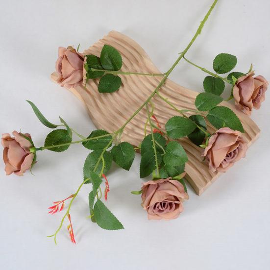 Artificial Rose Flowers for Flower Arrangement Faux Silk Rose Bouquet with 5 Heads Blooms for Parties Wedding Home Table Centerpiece