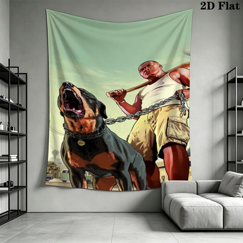 Grand Theft Auto Wall Tapestry Aesthetic Wall Hanging Printed Fabric Blanket Decorative Tapestries for Bedroom Living Room Home Decor