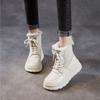 Johnature Genuine Leather Women's Shoes Leisure Thick Soled And Plush Warm Wool Lace-up Short Boots