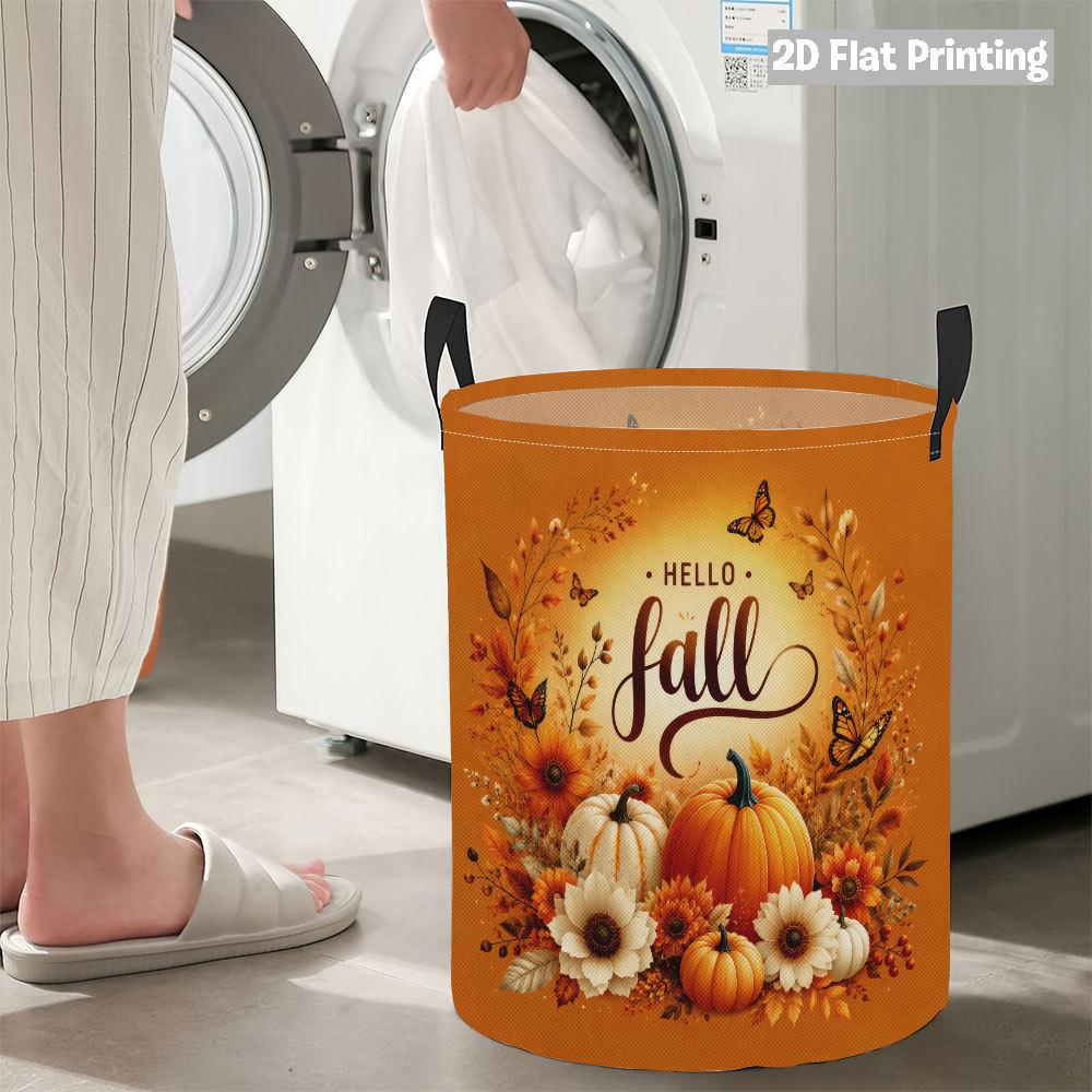 Collapsible Laundry Basket Large Round Waterproof Fabric Hamper Dirty Clothes Storage Bin Toy Organizer with Handles