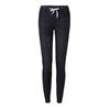 Women Solid Color Drawstring Ankle Tie Slim Stretchy Jeans Plus Size Denim Pants